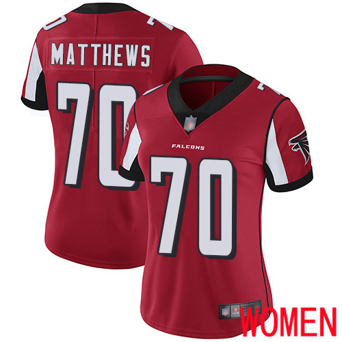 Atlanta Falcons Limited Red Women Jake Matthews Home Jersey NFL Football #70 Vapor Untouchable